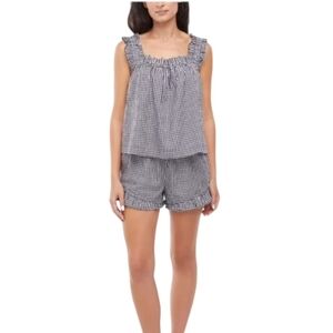 Gap Black Gingham Cotton Pajama Short Set